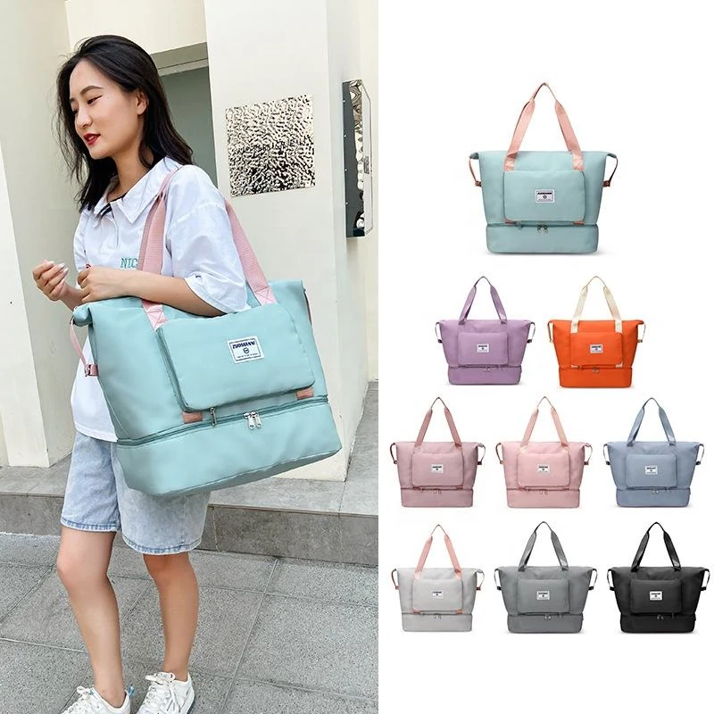 Foldable Nylon Gym Tote with Dry-Wet and Shoe Pockets product reference image