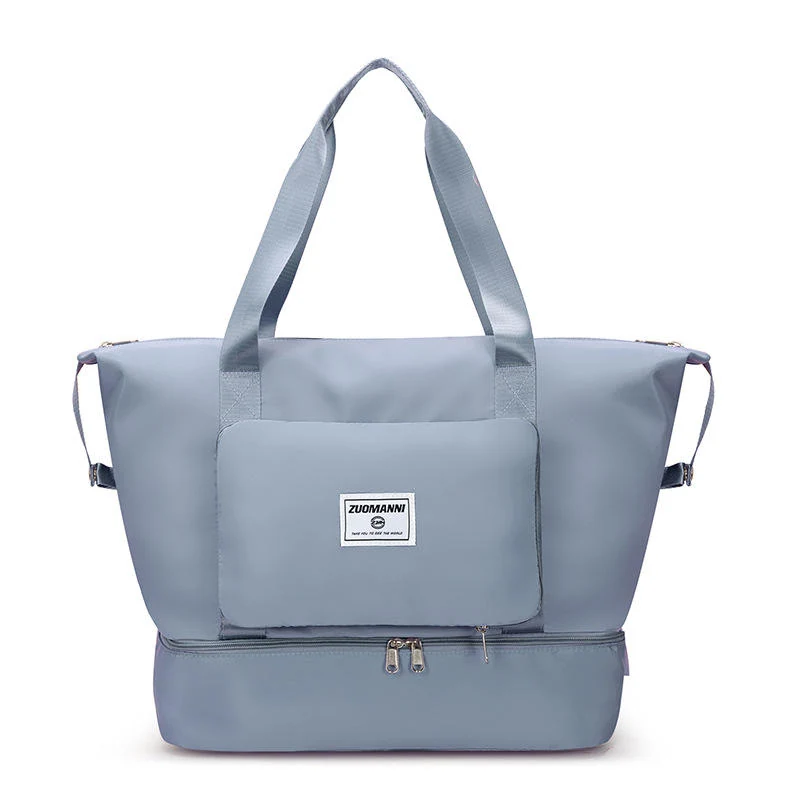 Foldable Nylon Gym Tote with Dry-Wet and Shoe Pockets Blue color SKU reference