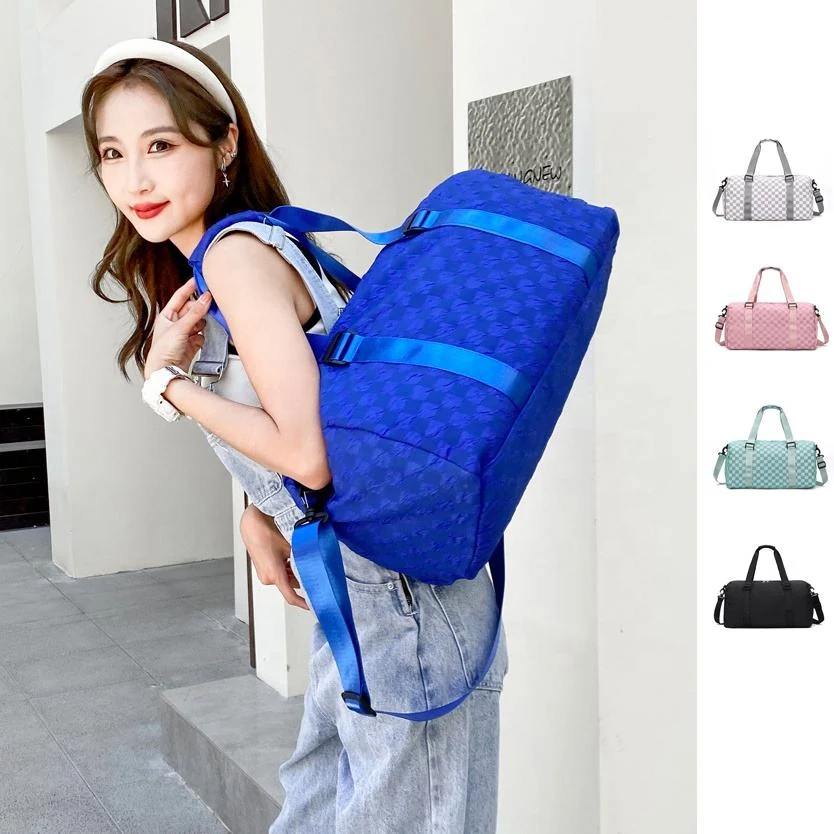 Wrinkle-Lattice Nylon Travel Duffel with Shoe Storage product reference image