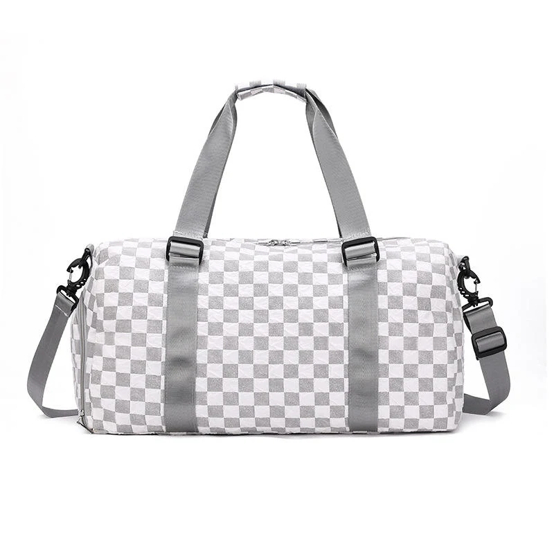 Wrinkle-Lattice Nylon Travel Duffel with Shoe Storage Grey color SKU reference