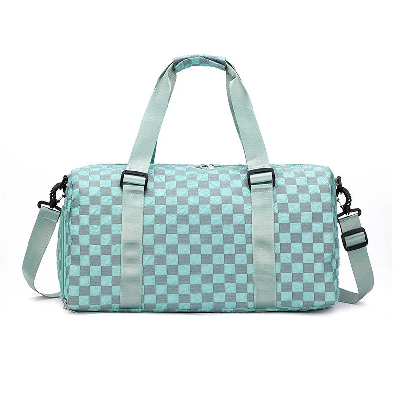 Wrinkle-Lattice Nylon Travel Duffel with Shoe Storage Green color SKU reference