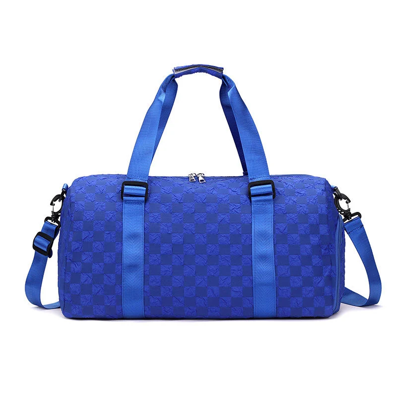 Wrinkle-Lattice Nylon Travel Duffel with Shoe Storage Blue color SKU reference