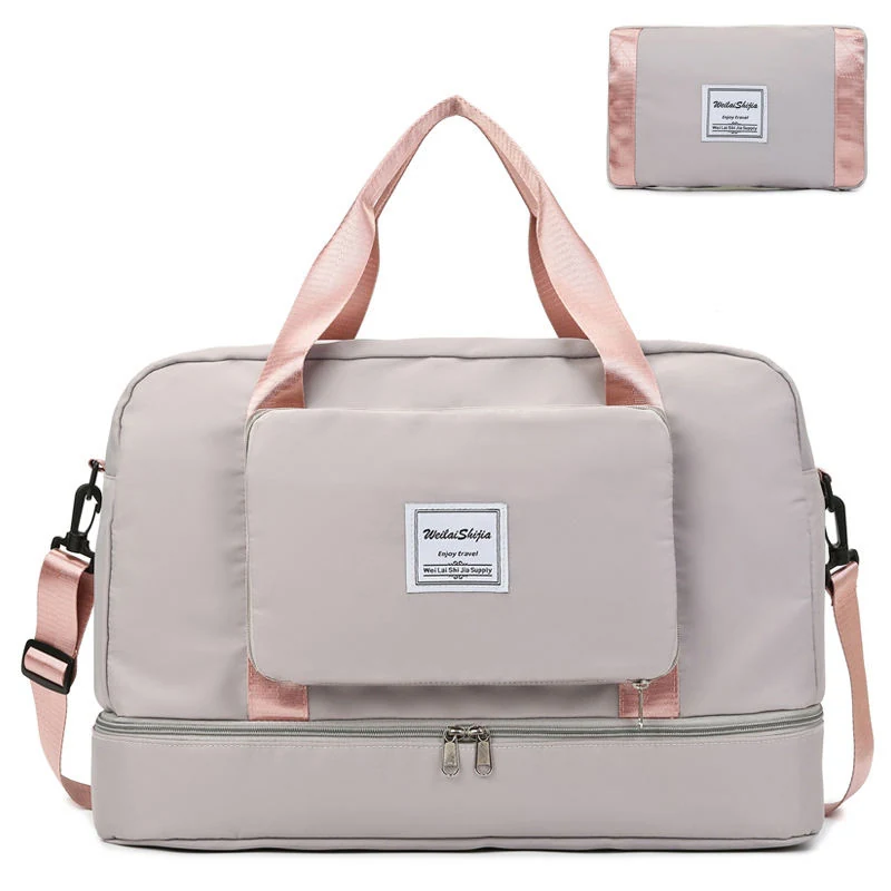 Foldable Gym & Travel Duffel with Shoe Compartment Grey color SKU reference