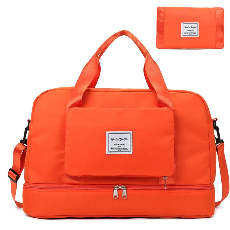 Foldable Gym & Travel Duffel with Shoe Compartment Orange color SKU reference