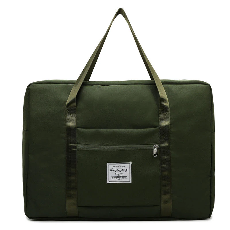 Square Nylon Travel Tote with Zipper Pocket and Trolley Holder Green color SKU reference