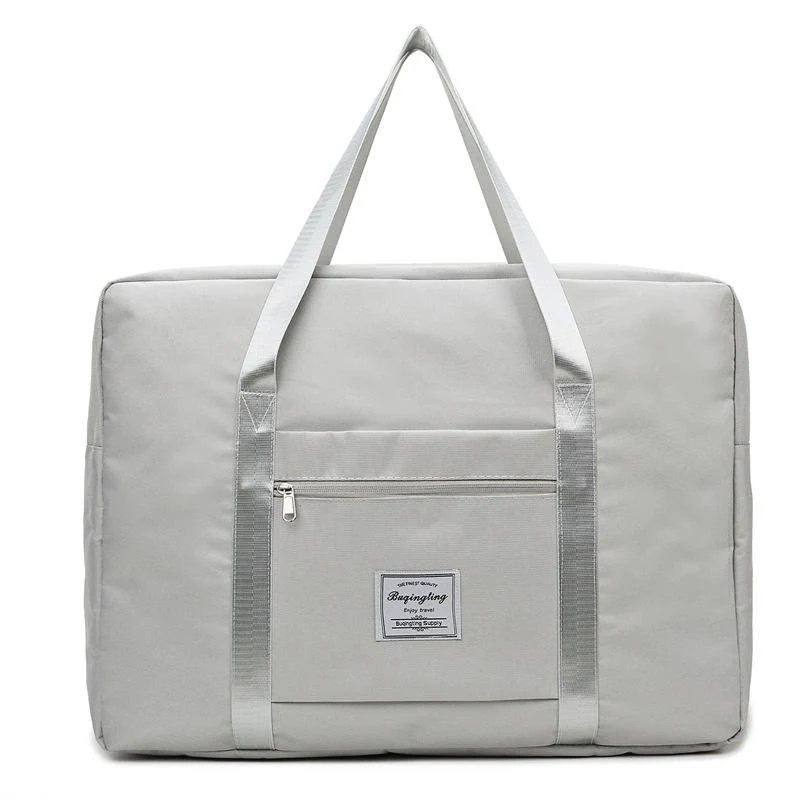Square Nylon Travel Tote with Zipper Pocket and Trolley Holder Gray color SKU reference