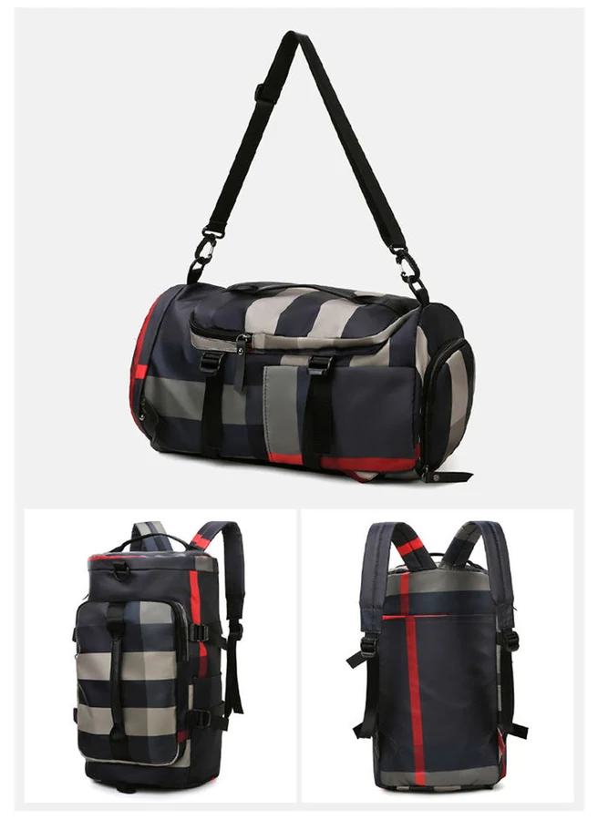 Plaid Travel Bag with Laptop and Shoe Storage Black color SKU reference
