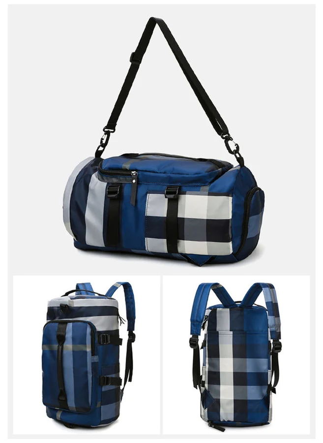 Plaid Travel Bag with Laptop and Shoe Storage Blue color SKU reference