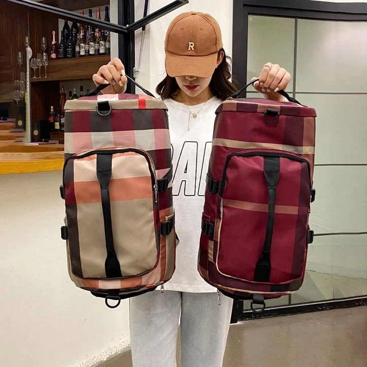 Plaid Travel Backpack with Shoe Compartment product reference image