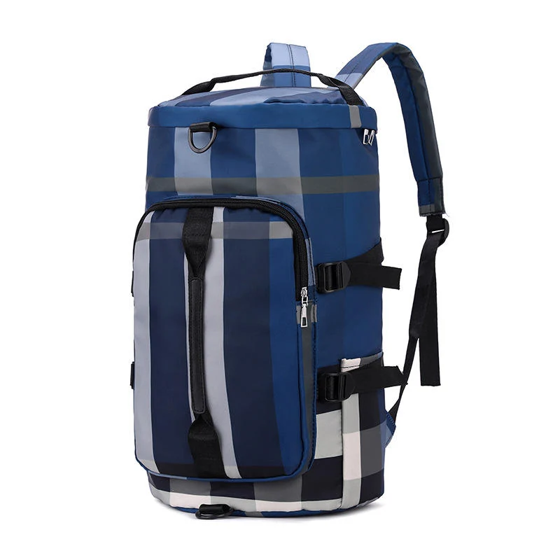 Plaid Travel Backpack with Shoe Compartment Blue color SKU reference