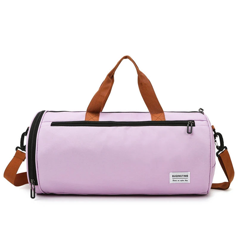 Cylindrical Nylon Gym & Travel Duffel with Shoe Compartment Purple color SKU reference