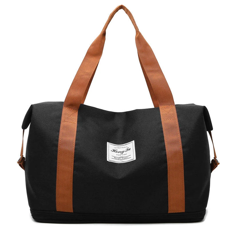 Expandable Travel & Gym Duffel with Dry-Wet Pocket Black color SKU reference