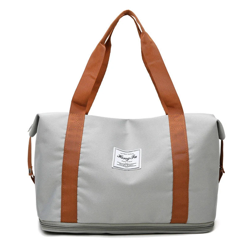 Expandable Travel & Gym Duffel with Dry-Wet Pocket Light gray color SKU reference