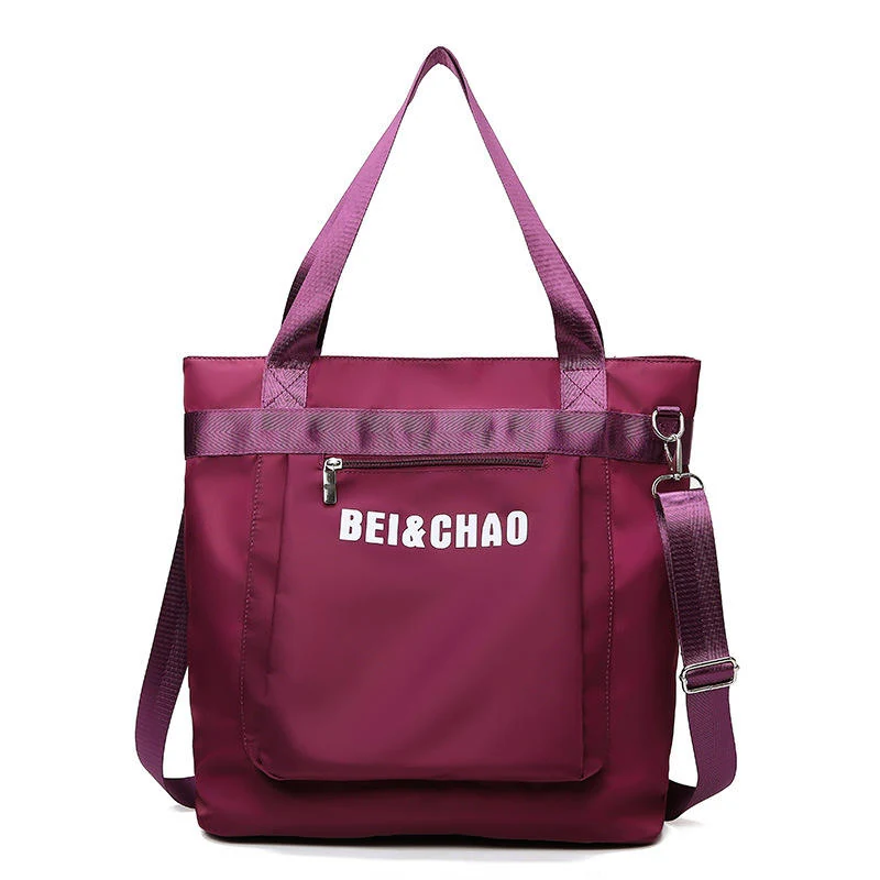 Nylon Gym & Travel Tote with External Zipper Pocket Purple color SKU reference