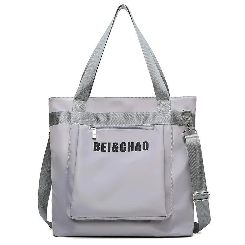 Nylon Gym & Travel Tote with External Zipper Pocket Gray color SKU reference