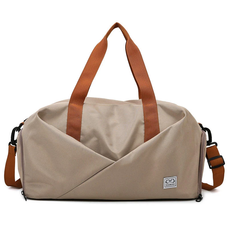 Nylon Travel & Gym Bag with Dry-Wet and Shoe Storage Khaki color SKU reference