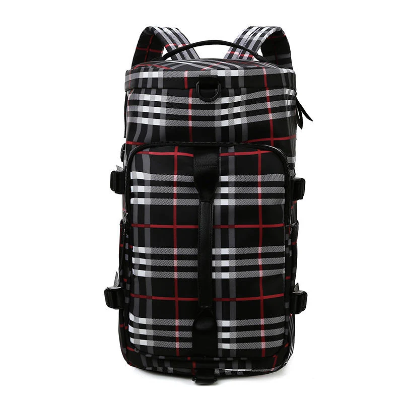 Plaid Gym & Travel Bag with Shoe Compartment Black color SKU reference