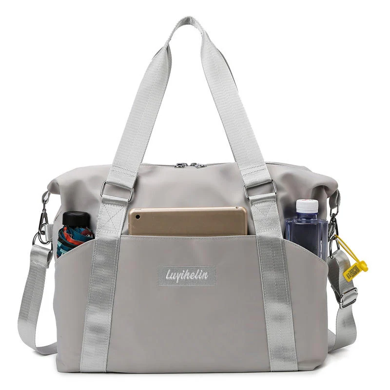 Foldable Nylon Gym Duffel with Luggage Sleeve Grey color SKU reference