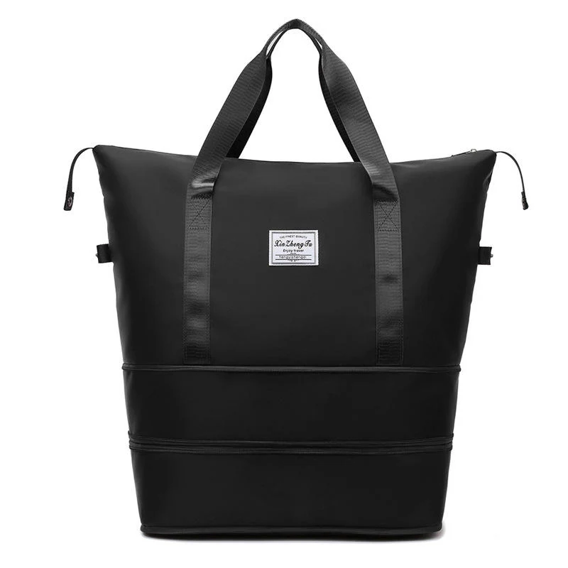 Expandable Nylon Gym & Travel Duffel with Dry/Wet Storage Black color SKU reference