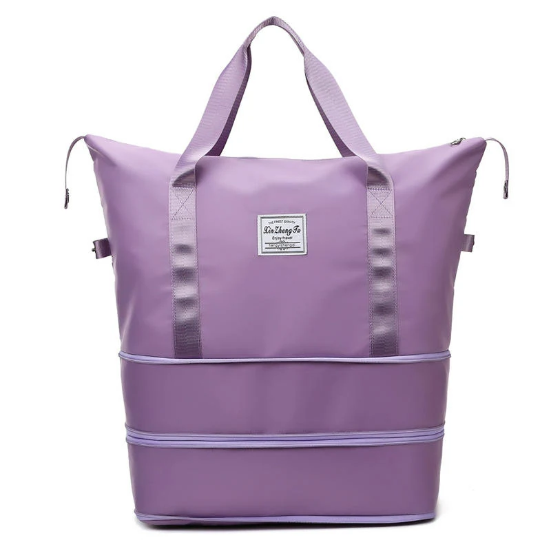 Expandable Nylon Gym & Travel Duffel with Dry/Wet Storage Purple color SKU reference