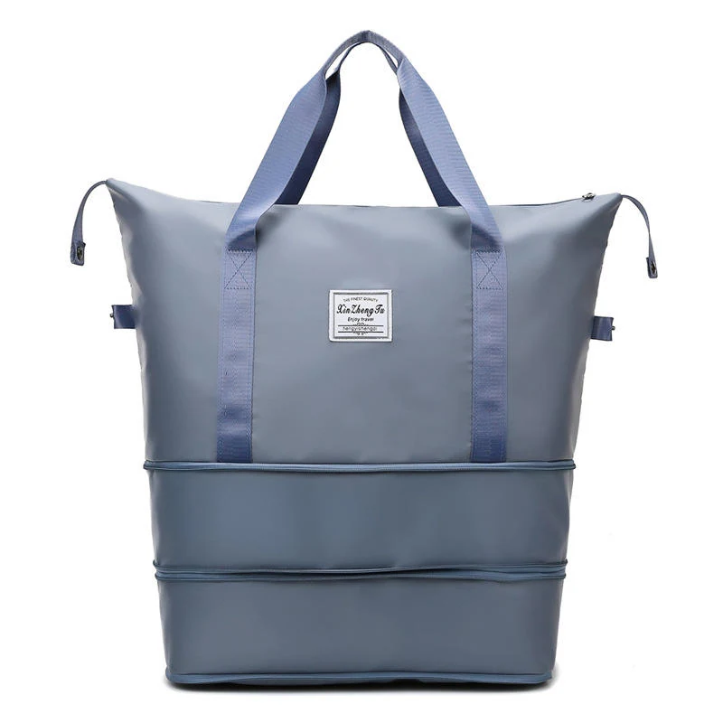 Expandable Nylon Gym & Travel Duffel with Dry/Wet Storage Blue color SKU reference