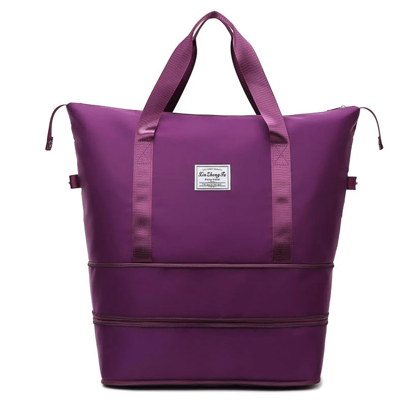 Expandable Nylon Gym & Travel Duffel with Dry/Wet Storage Deep Purple color SKU reference