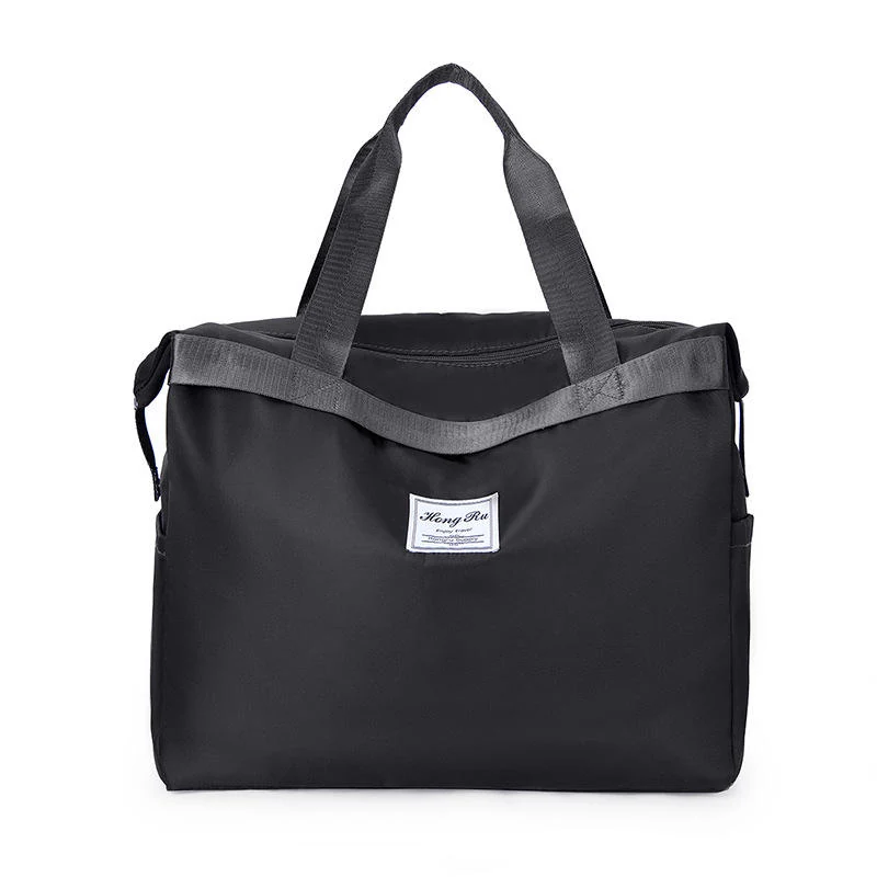 Nylon Travel & Gym Tote with Dry/Wet Storage Black color SKU reference