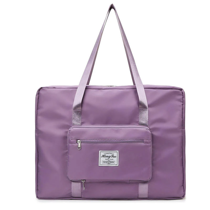 Foldable Nylon Gym Duffel with Luggage Sleeve Purple color SKU reference