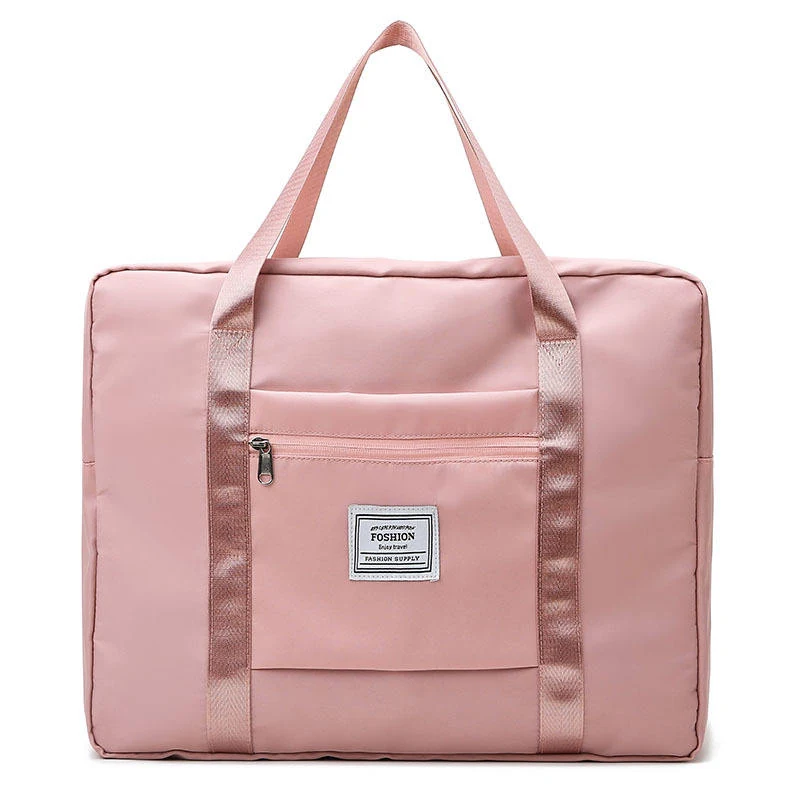 Foldable Nylon Gym Duffel with Luggage Sleeve Pink color SKU reference