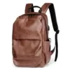 Marbled PU Leather Laptop Backpack with Front Magnetic Pocket Brown color SKU reference