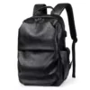 Marbled PU Leather Laptop Backpack with Front Magnetic Pocket Black color SKU reference