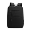 Nylon Business and Travel Backpack with USB Charging Access Black color SKU reference
