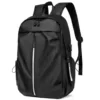 16-Inch Nylon Business Backpack with Side Zip Pockets and USB Access Black color SKU reference