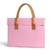 15-Inch Nylon Laptop Tote with Magnetic Flap and PU Handles Pink color SKU reference