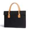 15-Inch Nylon Laptop Tote with Magnetic Flap and PU Handles Black color SKU reference