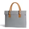 15-Inch Nylon Laptop Tote with Magnetic Flap and PU Handles Gray color SKU reference