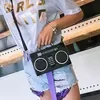 Retro Radio-Shaped PU Mini Shoulder Bag Black color SKU reference