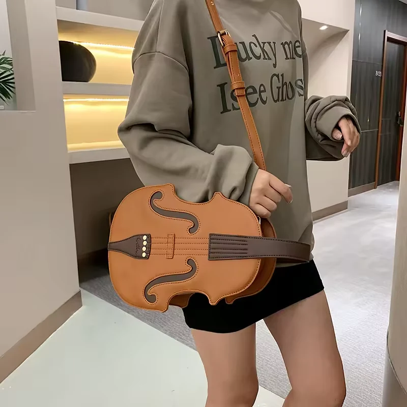 Violin-Shaped PU Mini Handbag with Double Metal Locks product reference image