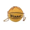 Plush Round Crossbody Bag with Removable Strap Yellow color SKU reference