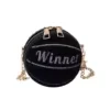 Plush Round Crossbody Bag with Removable Strap Black color SKU reference
