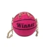 Plush Round Crossbody Bag with Removable Strap Hot pink color SKU reference