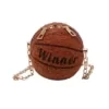 Plush Round Crossbody Bag with Removable Strap Brown color SKU reference