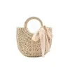 Woven Bamboo Beach Tote with Removable Strap Natural beige color SKU reference