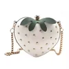 Strawberry-Shaped PU Mini Crossbody Bag with Chain Strap White color SKU reference