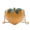 Strawberry-Shaped PU Mini Crossbody Bag with Chain Strap Orange color SKU reference