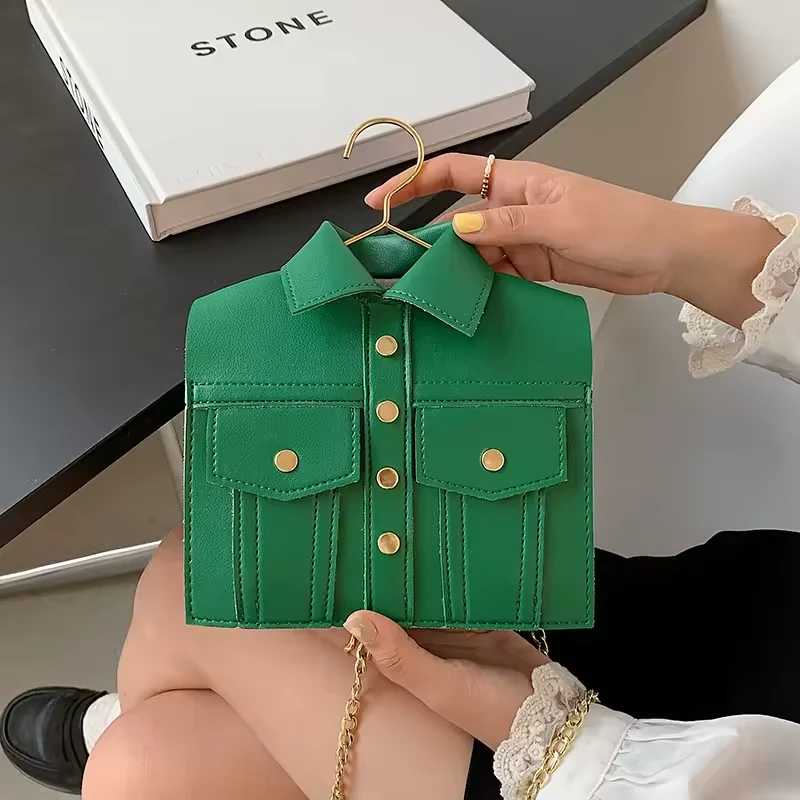 Shirt-Collar PU Novelty Bag with Metal Strap Options product reference image