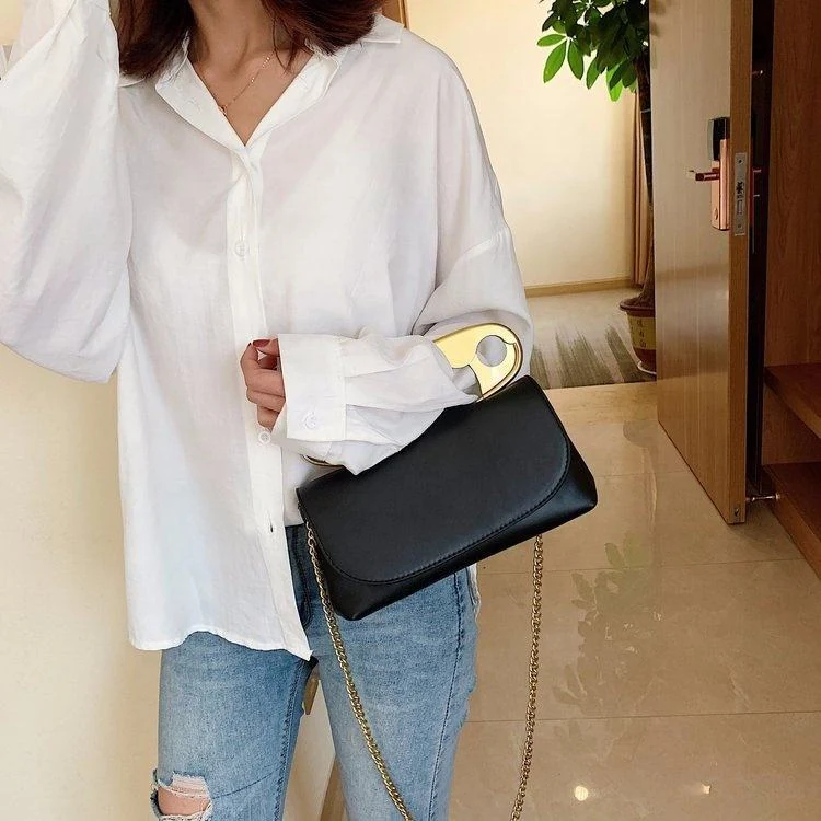 PU Mini Crossbody Bag with Paperclip-Style Hardware product reference image