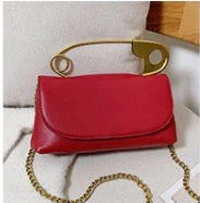 PU Mini Crossbody Bag with Paperclip-Style Hardware Red color SKU reference