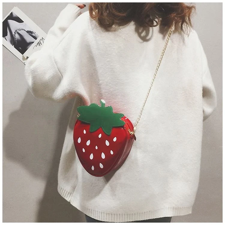 Strawberry-Shaped PU Mini Shoulder Bag with Removable Chain product reference image