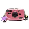 Camera-Shaped PU Mini Crossbody Bag with Detachable Strap Pink color SKU reference